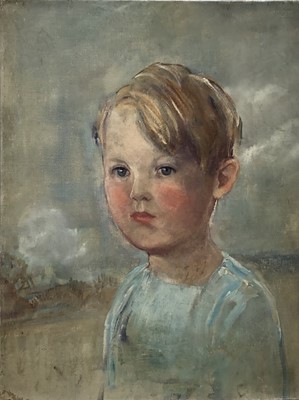 Lot 11 - Amy Watt (1900-1956) oil on canvas on board, portrait of a young boy, 41cm x 31cm, unframed