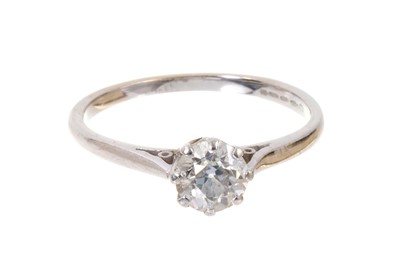 Lot 518 - Diamond single stone ring with an old cut diamond estimated to weigh approximately 0.75cts in eight claw setting on 18ct white gold shank, ring size Q.