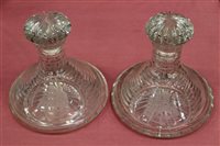 Lot 60 - Pair Edwardian cut glass ships' decanters with...