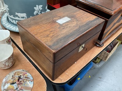 Lot 482 - 19th century Rosewood work box with mother of pearl inlaid decoration.