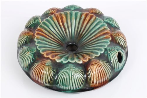 Lot 62 - Victorian Majolica spittoon with moulded shell...