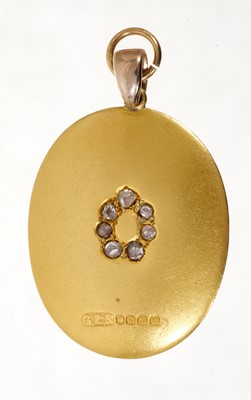 Lot 525 - Antique 18ct gold and diamond locket containing a portrait miniature on ivory of a boy, the reverse signed Margaret Ellsmoor, Worthing, hallmarked London 1911. 44 x 30mm.
