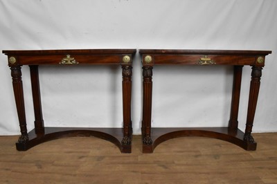 Lot 1507 - Pair of George IV mahogany console tables