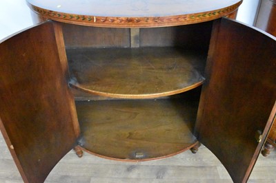 Lot 1508 - Pair of George III style satinwood and polychrome painted bowfront commodes