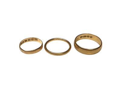 Lot 42 - Three 22ct gold wedding rings