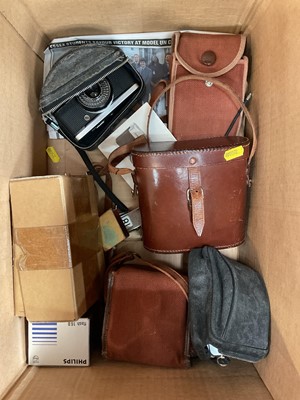 Lot 707 - Two Olympus Trip 35 cameras, pair of binoculars in leather case, and other items