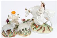 Lot 69 - Two Victorian Staffordshire sheep vases...