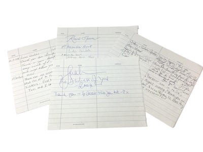 Lot 170 - Three pages from a visitors book with signatures including Prince Andrew, Sarah Duchess of York, Countess Raine Spencer, Princess HRH Katherine of Serbia.