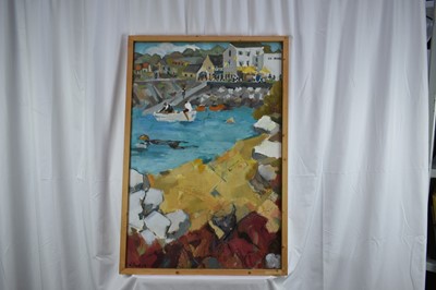 Lot 1311 - Lynn Bushell (b.1946) oil on canvas - The Slipway Carteret, signed, 91cm x 61cm, framed