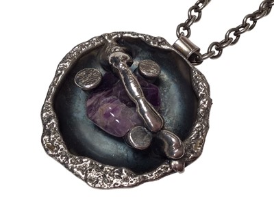 Lot 34 - Jacob Hull Danish silver plated abstract pendant and ring (2)