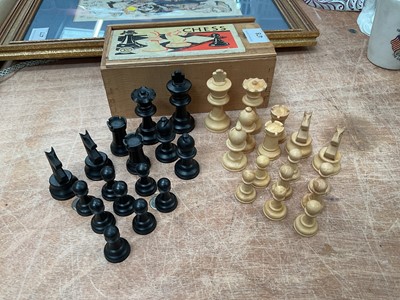 Lot 478 - Vintage wood chess set by K & C Ltd in pine box.