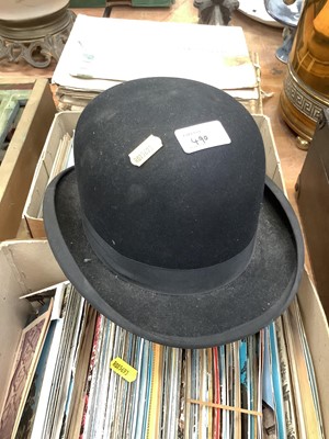 Lot 490 - Collection of 18th century and later vellum indentures and documents together with a bowler hat and two boxes of postcards.