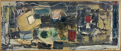 Lot 978 - *Robert Sadler (1909-2001) acrylic on board, Painting II, Spring 1958, signed, 32 x 77cm