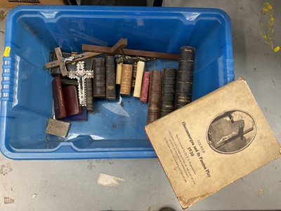 Lot 497 - Group of crucifixes and religious books.