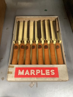 Lot 500 - Group of hand tools to include Marples wood turning chisels and various planes.