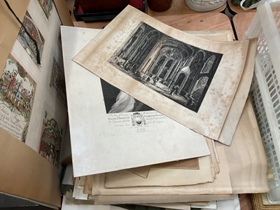 Lot 507 - Collection of unframed works to include engravings, watercolours and drawings.