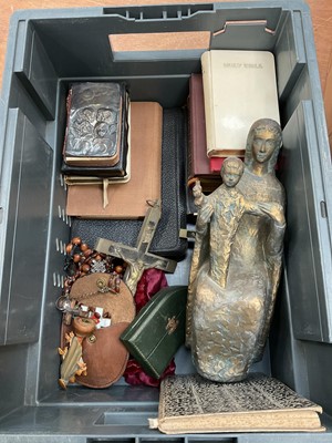 Lot 508 - Collection of religious books, rosary beads, religious figure and related items.