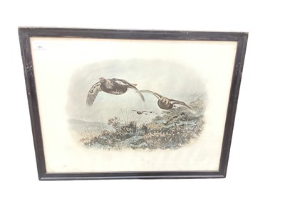 Lot 765 - After Archibald Thorburn three framed prints, together with a coaching print, other pictures, wall clock and a watering can