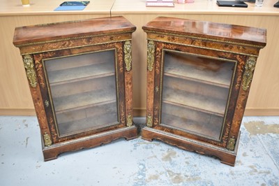 Lot 1486 - Fine pair of 19th century marquetry inlaid walnut pier cabinets by Edwards and Roberts