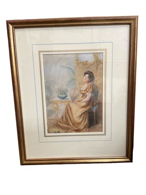 Lot 646 - Mary Wardlow (act. 1886-1914) watercolour, seated lady