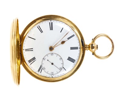 Lot 651 - Victorian 18ct gold hunter pocket watch by Moyle, Chichester