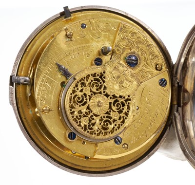 Lot 654 - Early 19th century silver open pair-cased pocket watch and another similar