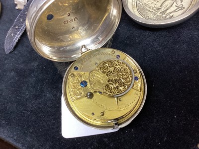 Lot 654 - Early 19th century silver open pair-cased pocket watch and another similar