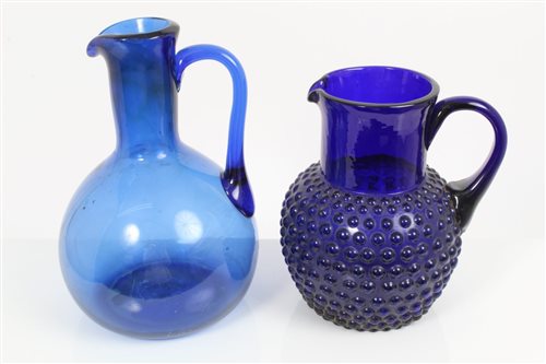 Lot 91 - 19th century Bristol blue glass jug with...