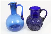 Lot 91 - 19th century Bristol blue glass jug with...