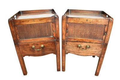 Lot 1542 - Rare pair of George III mahogany bedside cupboards