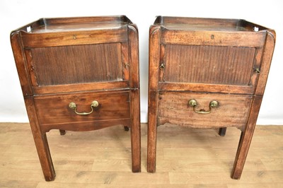 Lot 1542 - Rare pair of George III mahogany bedside cupboards