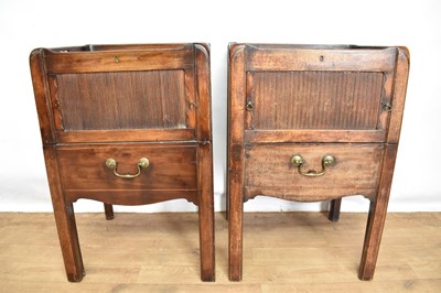 Lot 1542 - Rare pair of George III mahogany bedside cupboards