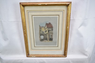 Lot 1244 - Edward Pococke (1843-1901) group of four ink and watercolour views of Ipswich to include Angel Lane, Old White Hart and other views, each signed, in matching glazed gilt frames