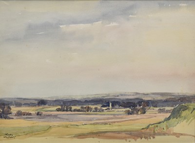 Lot 94 - Henry Wilson (1864-1934) watercolour - Cambridge from the Jogs, signed, 23.5cm x 32cm, in glazed gilt frame