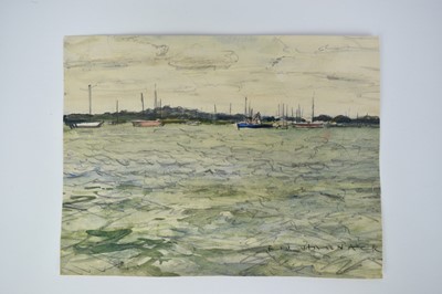 Lot 1289 - Fid Harnack (1897-1983) collection of twelve sketchbook works in watercolour and pencil, mostly coastal views, some signed, dated late ‘50’s and early 60’s
