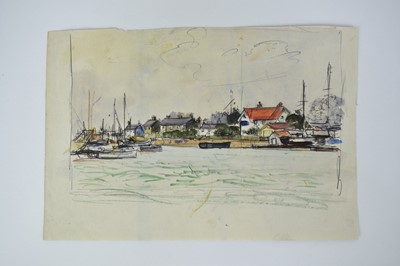 Lot 1289 - Fid Harnack (1897-1983) collection of twelve sketchbook works in watercolour and pencil, mostly coastal views, some signed, dated late ‘50’s and early 60’s
