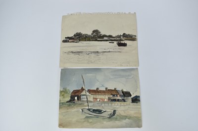 Lot 1289 - Fid Harnack (1897-1983) collection of twelve sketchbook works in watercolour and pencil, mostly coastal views, some signed, dated late ‘50’s and early 60’s