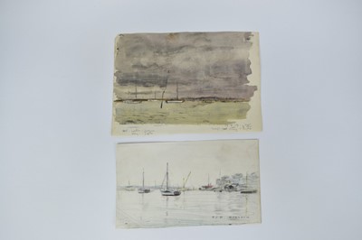 Lot 1289 - Fid Harnack (1897-1983) collection of twelve sketchbook works in watercolour and pencil, mostly coastal views, some signed, dated late ‘50’s and early 60’s
