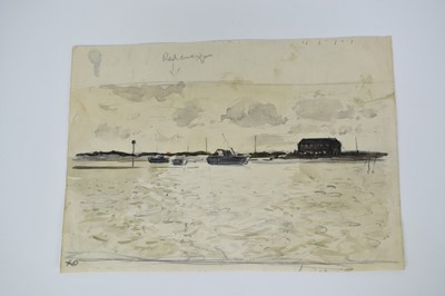 Lot 1289 - Fid Harnack (1897-1983) collection of twelve sketchbook works in watercolour and pencil, mostly coastal views, some signed, dated late ‘50’s and early 60’s