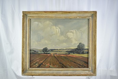 Lot 982 - Vera Love, mid 20th century, oil on canvas - New Plough Land Hampshire, signed, 51cm x 61cm, framed