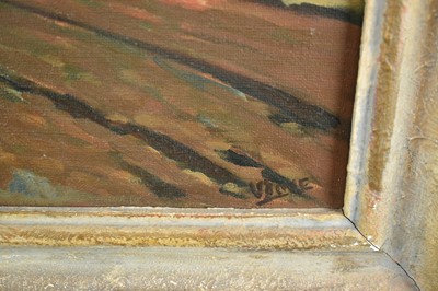 Lot 982 - Vera Love, mid 20th century, oil on canvas - New Plough Land Hampshire, signed, 51cm x 61cm, framed