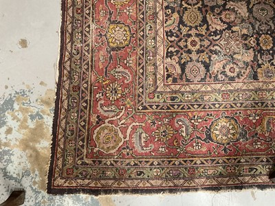 Lot 1576 - Good early Persian Bijar carpet, with allover floral knotwork on midnight blue ground, 400 x 300cm