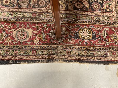 Lot 1576 - Good early Persian Bijar carpet, with allover floral knotwork on midnight blue ground, 400 x 300cm