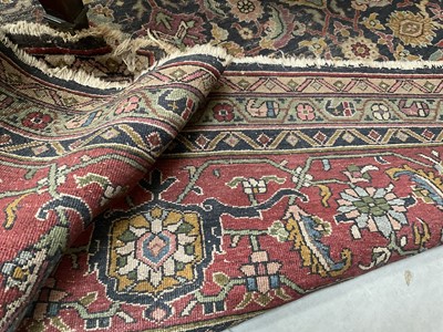 Lot 1576 - Good early Persian Bijar carpet, with allover floral knotwork on midnight blue ground, 400 x 300cm