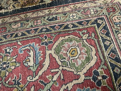 Lot 1576 - Good early Persian Bijar carpet, with allover floral knotwork on midnight blue ground, 400 x 300cm