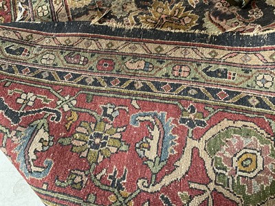 Lot 1576 - Good early Persian Bijar carpet, with allover floral knotwork on midnight blue ground, 400 x 300cm