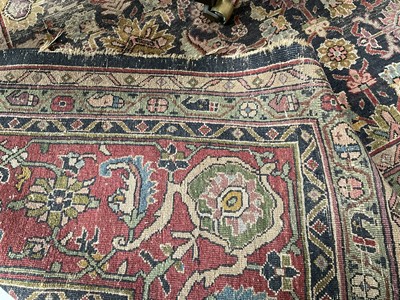 Lot 1576 - Good early Persian Bijar carpet, with allover floral knotwork on midnight blue ground, 400 x 300cm