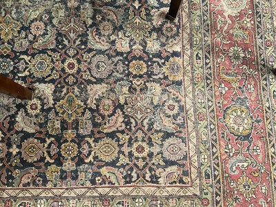 Lot 1576 - Good early Persian Bijar carpet, with allover floral knotwork on midnight blue ground, 400 x 300cm