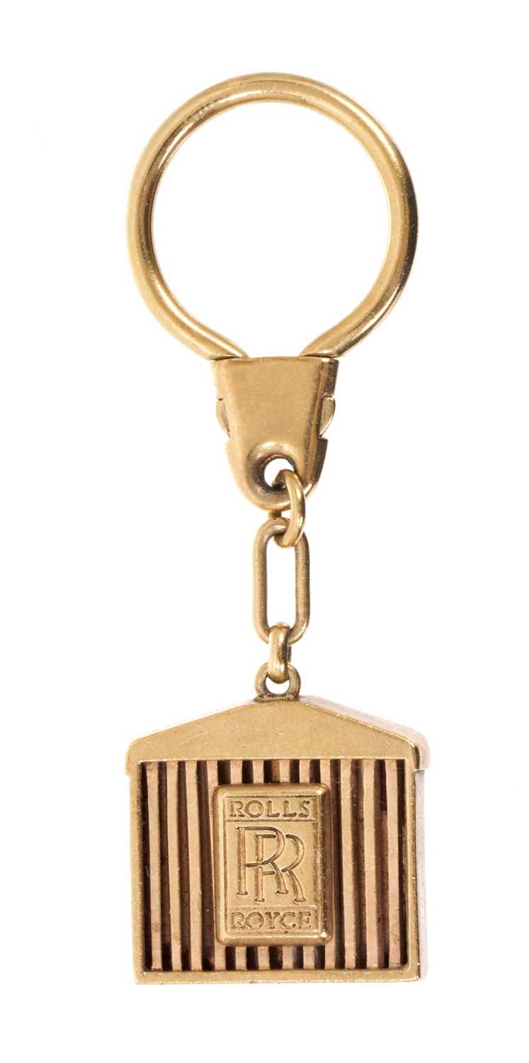 Lot 569 - 9ct gold Rolls Royce key ring, the solid gold fob in the form of the iconic Rolls Royce radiator grille, sponsor's mark JG&as, Birmingham 1972, 74mm.