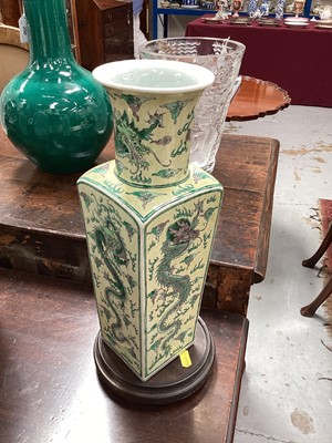 Lot 202 - Pair of Chinese squared baluster vases on wooden stands